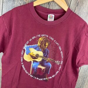 Bob Marley Vintage T-Shirt Zion Rootswear Graphic Tee Burgundy Cotton Size Large